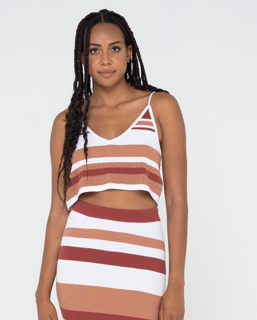 Rusty Sandbar Knitted Crop Top COCOA BROWN