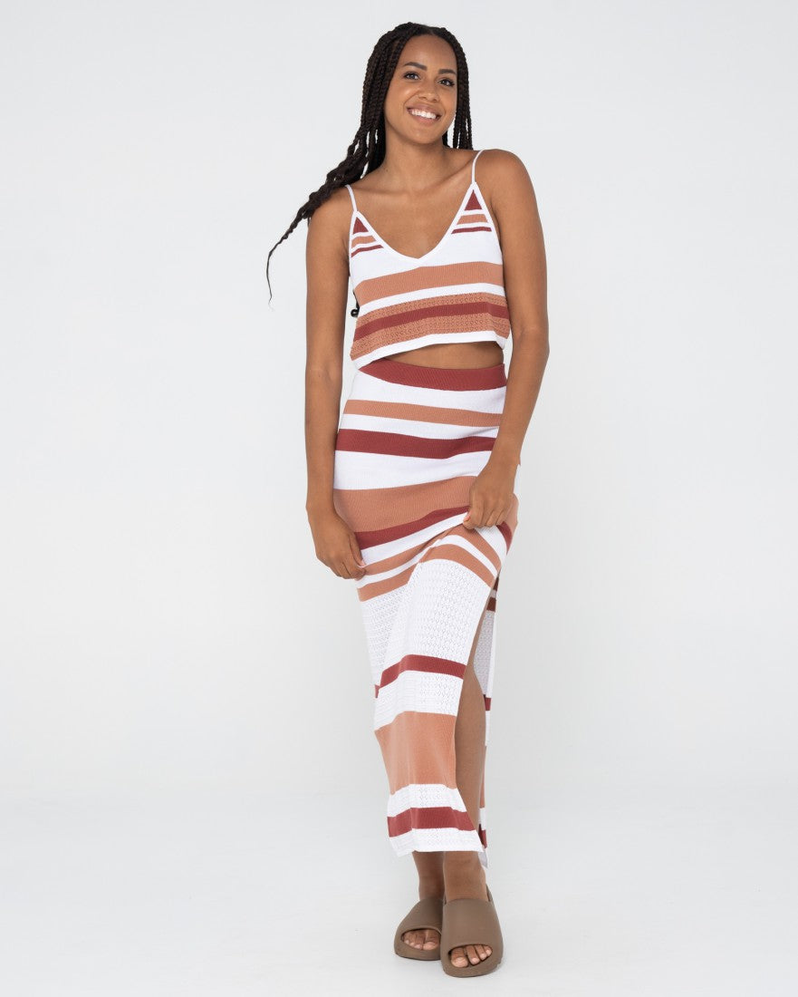 Rusty Sandbar Knitted Crop Top COCOA BROWN