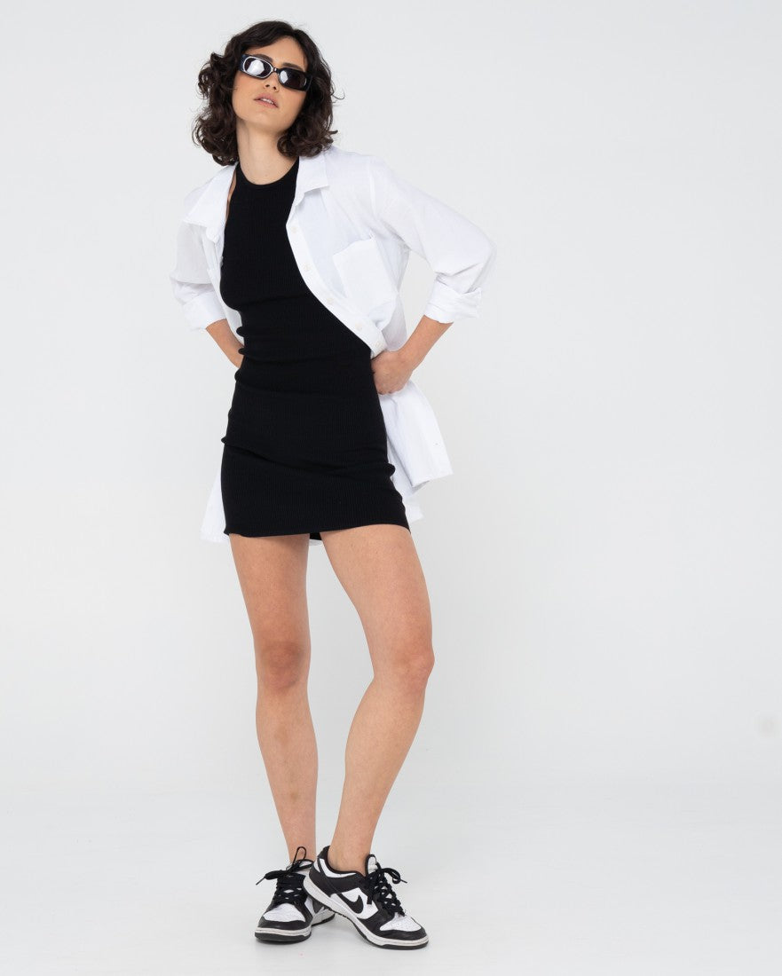 Rusty Sicily Beach Shirt Dress WHITE