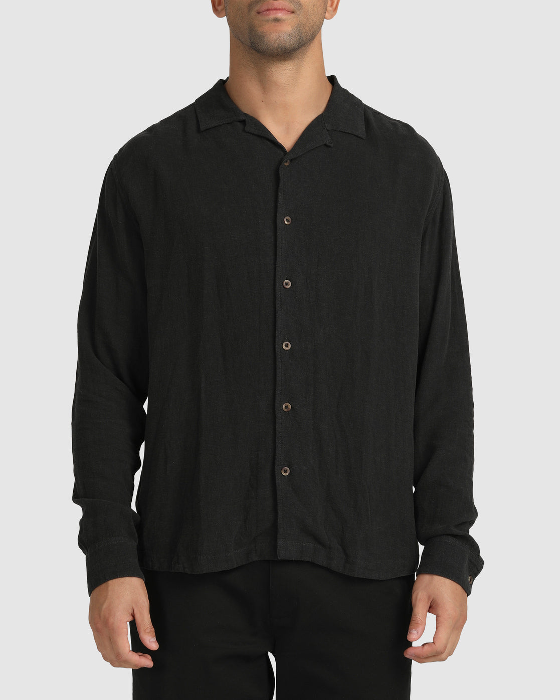RVCA Beat Long Sleeve Button-Down Shirt Black