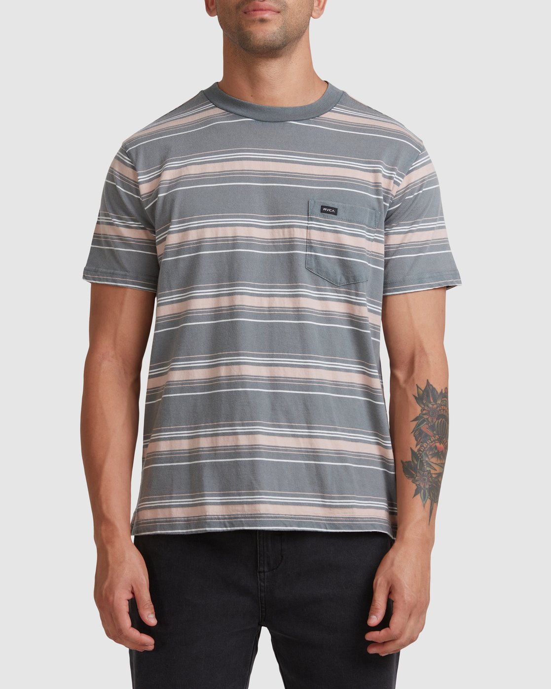 RVCA Bez Stripe Short Sleeve Tee Balsam green