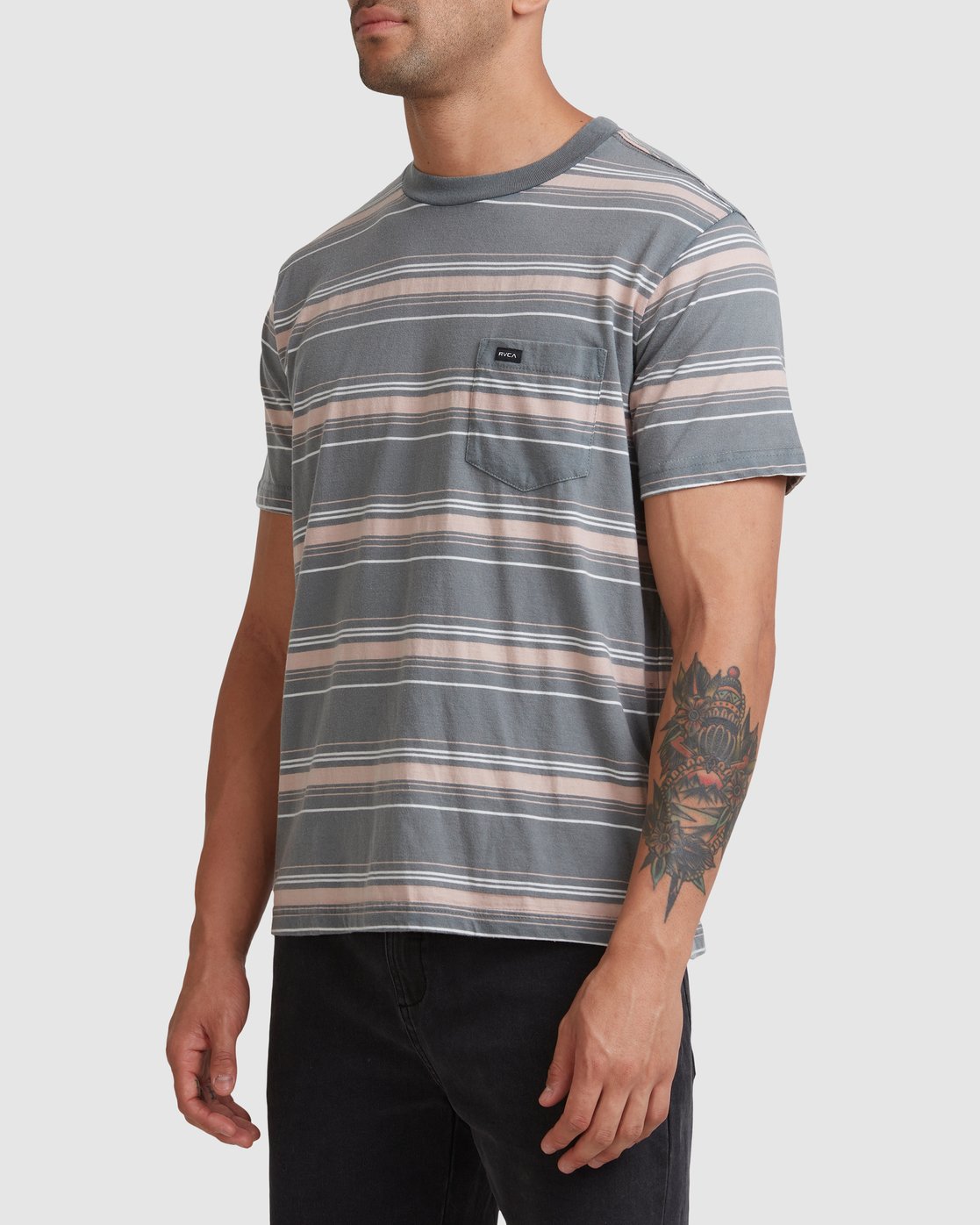 RVCA Bez Stripe Short Sleeve Tee Balsam green