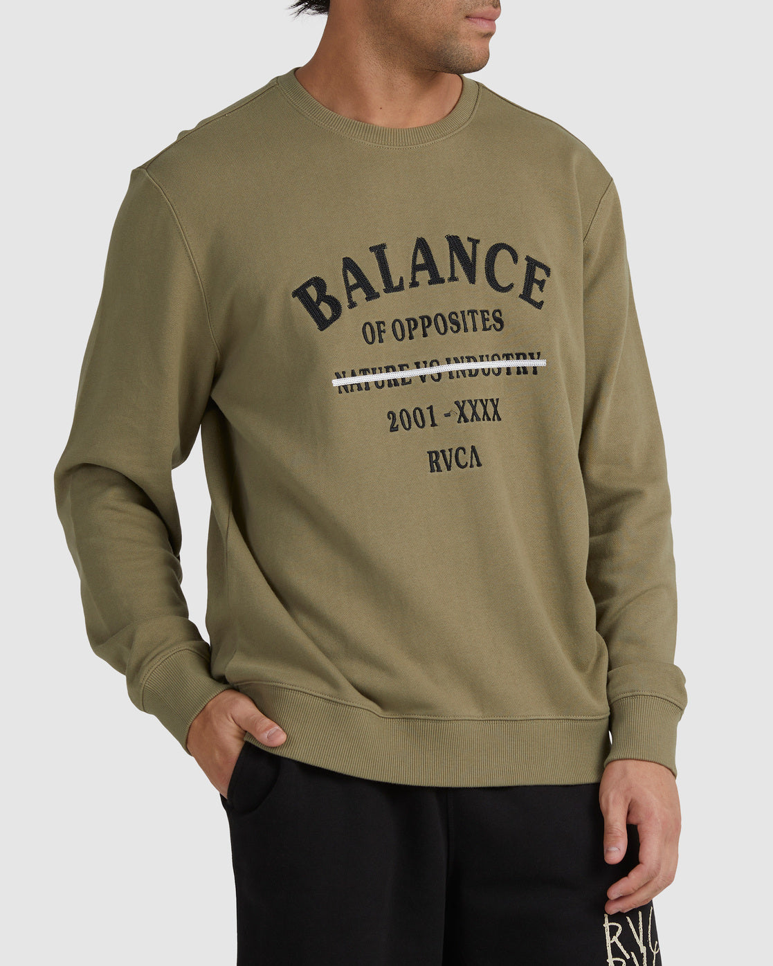 RVCA CROSSED OUT CREW ALOE