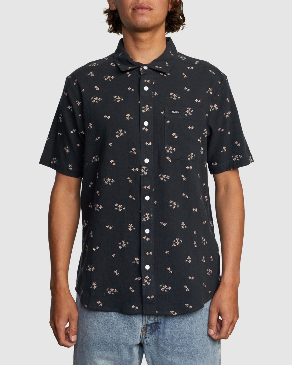 Rvca FALLING SAKURA SHORT SLEEVE SHIRT Black