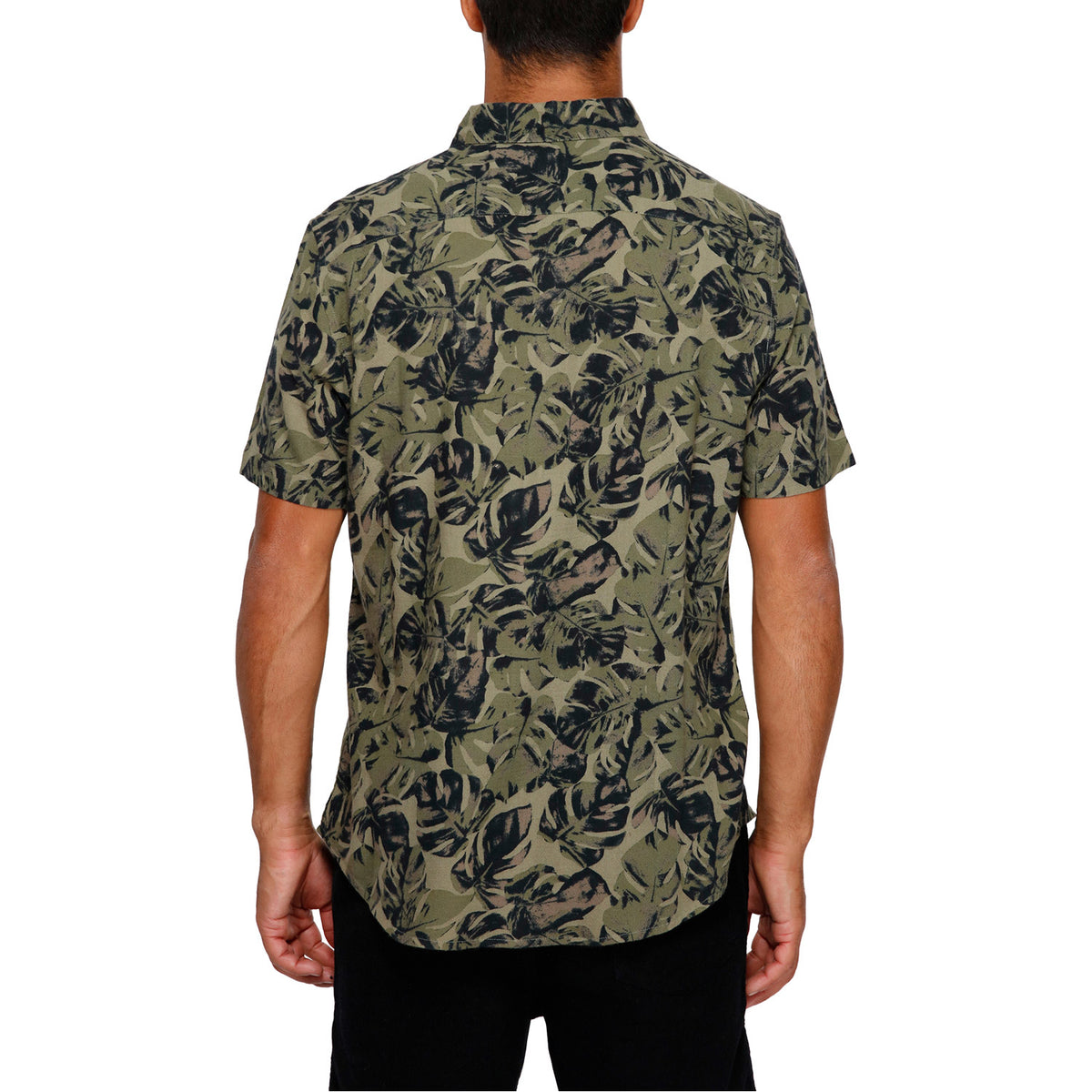 RVCA Leaf Camo Short Sleeve Shirt Black