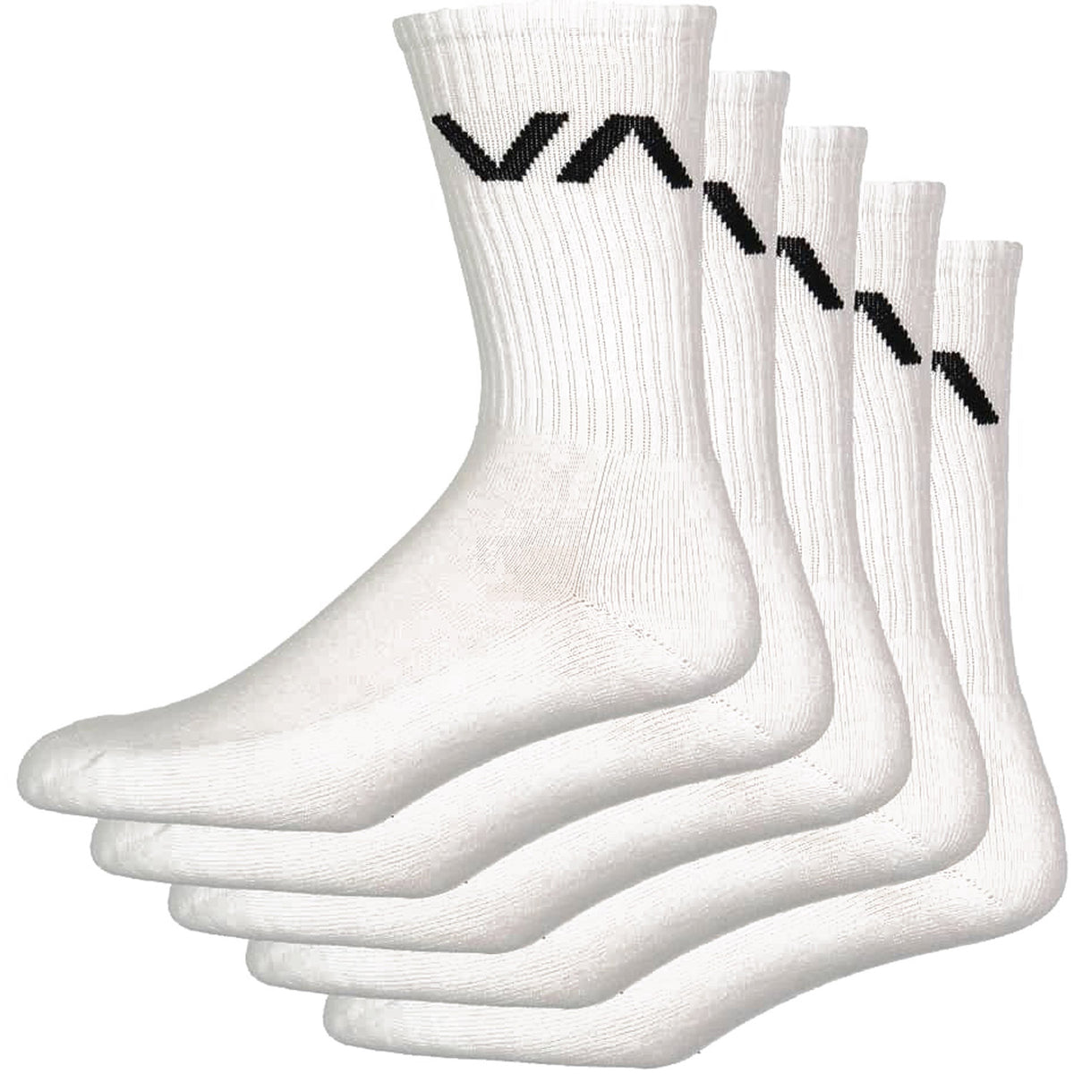 RVCA VA Sport 5 Pack Crew Sock White