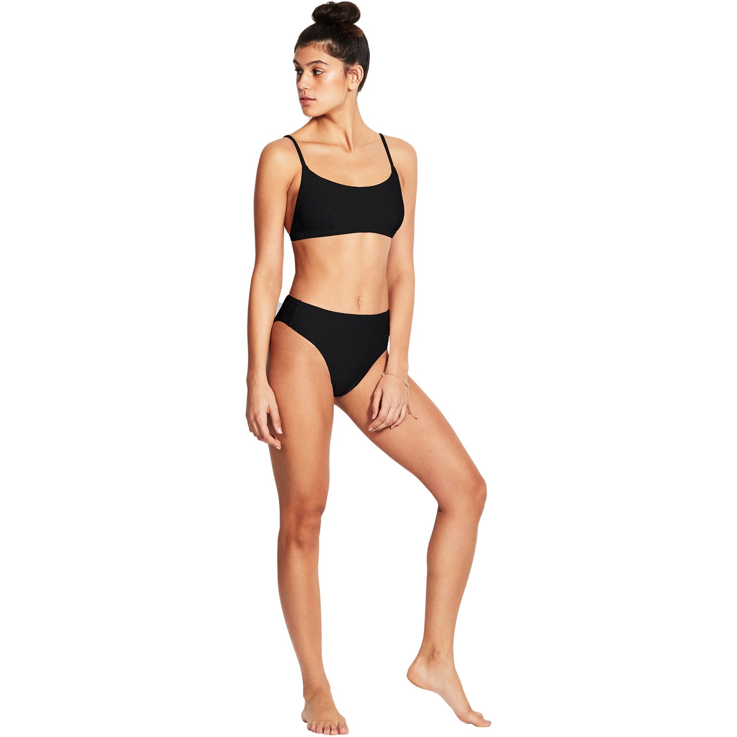 Seafolly Essentials Hi Rise Bikini Bottom Black