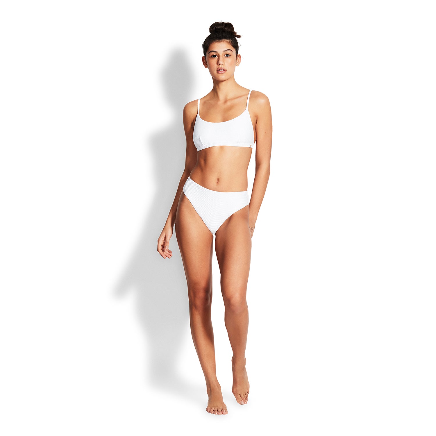 Seafolly Essentials Hi Rise Bikini Bottom White