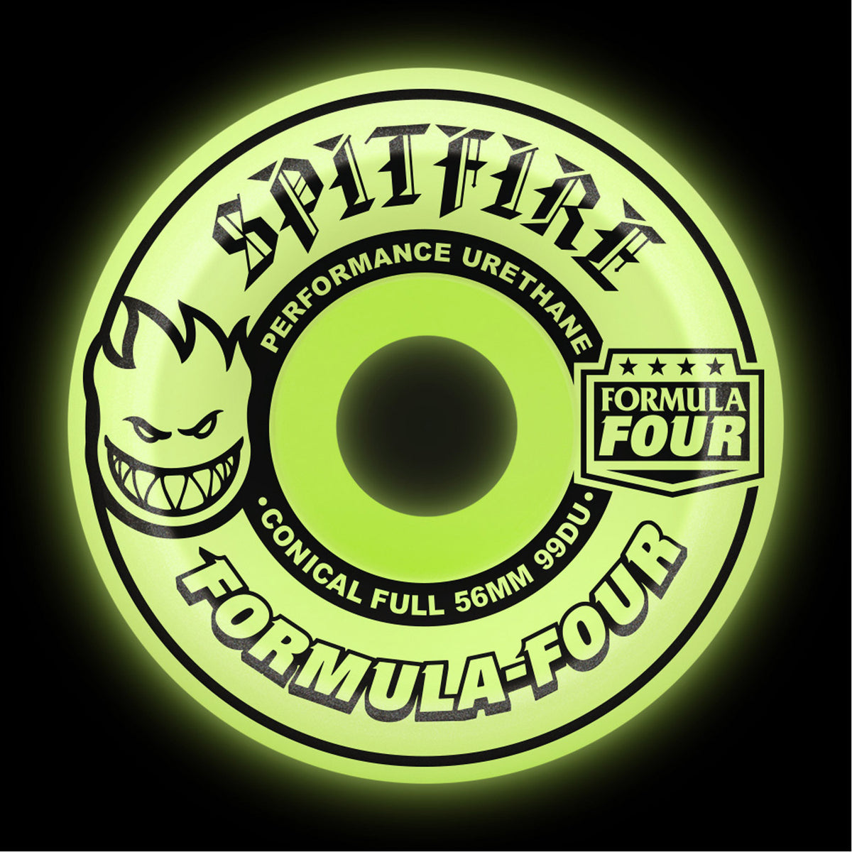 F4 99D Glow in The Dark Conical Full 56mm Skateboard Wheels