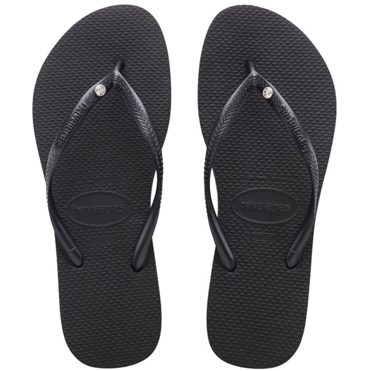 Slim Crystal Thongs Black