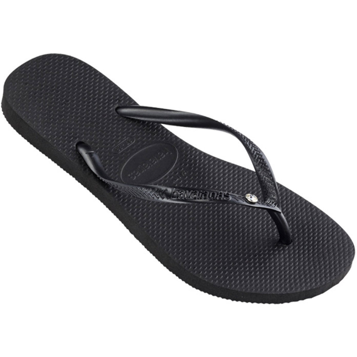 Slim Crystal Thongs Black