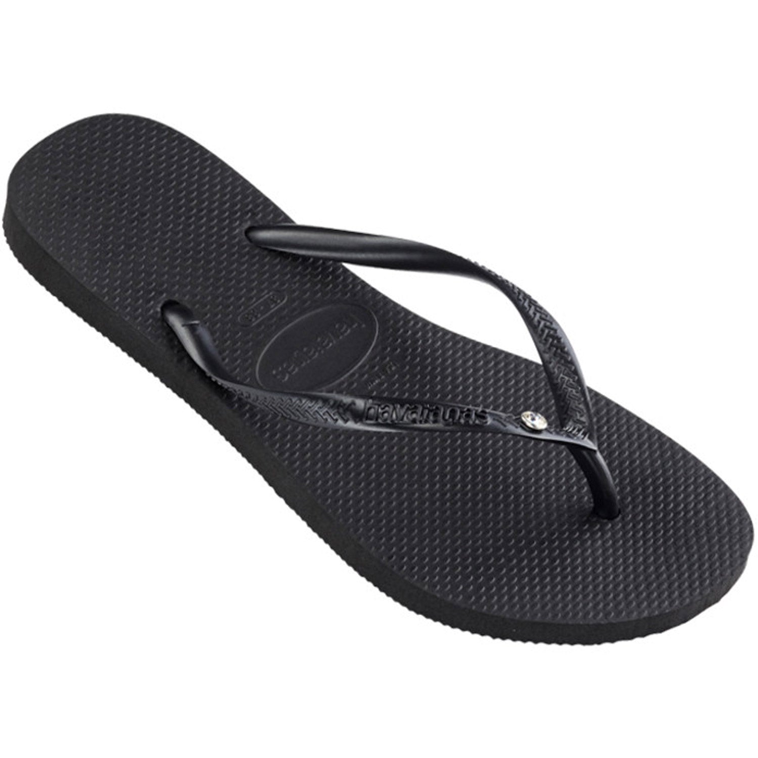 Slim Crystal Thongs Black