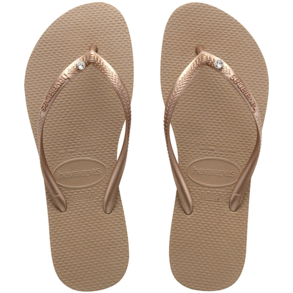 Slim Crystal Thongs Rose Gold
