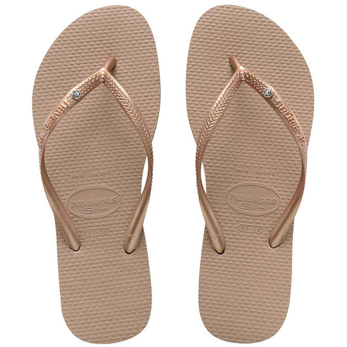Slim Crystal Thongs Rose Gold