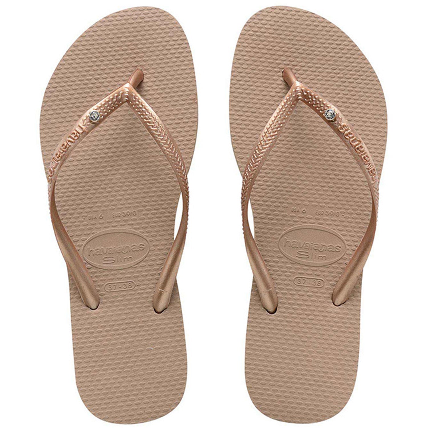 Slim Crystal Thongs Rose Gold