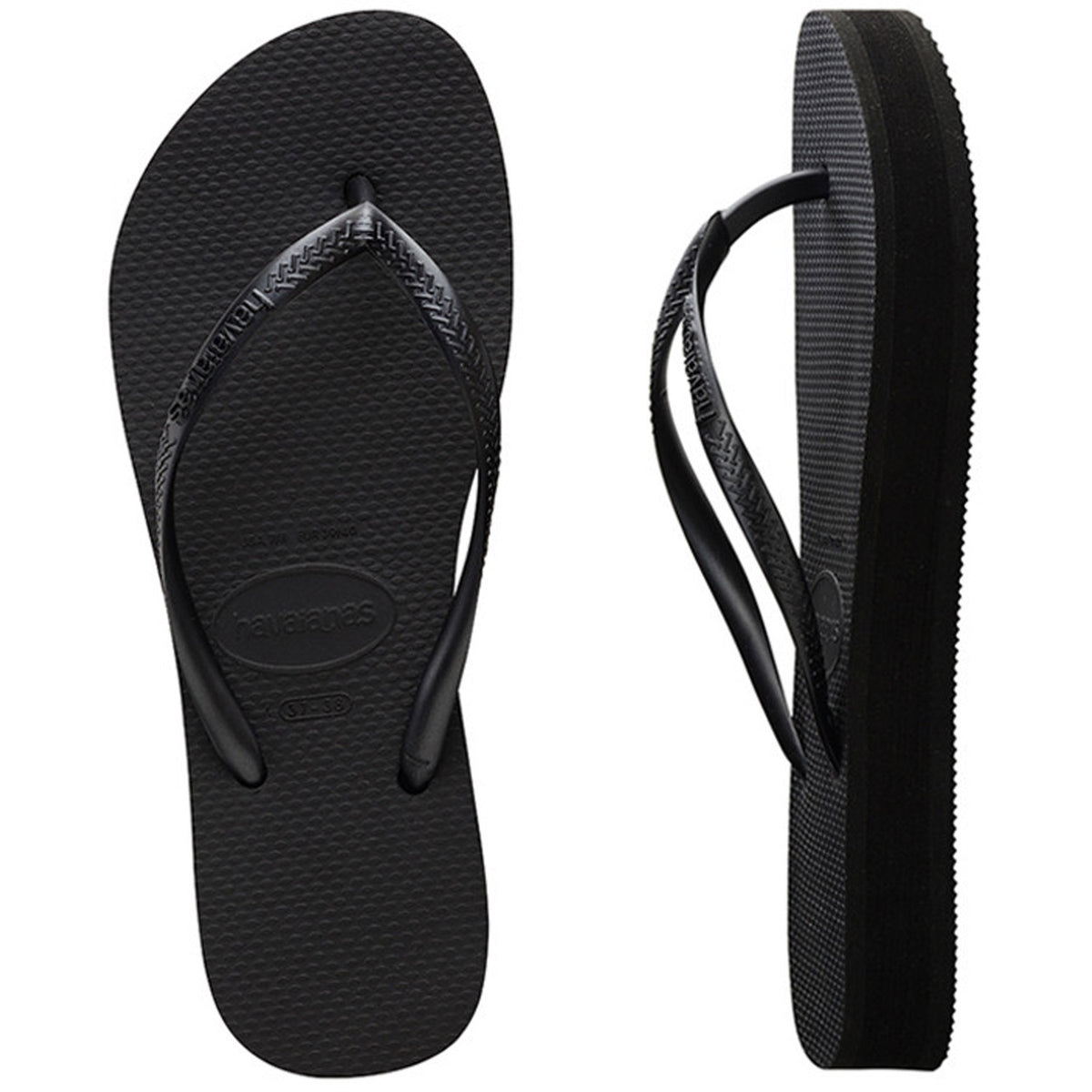 Slim Flatform Thongs Black