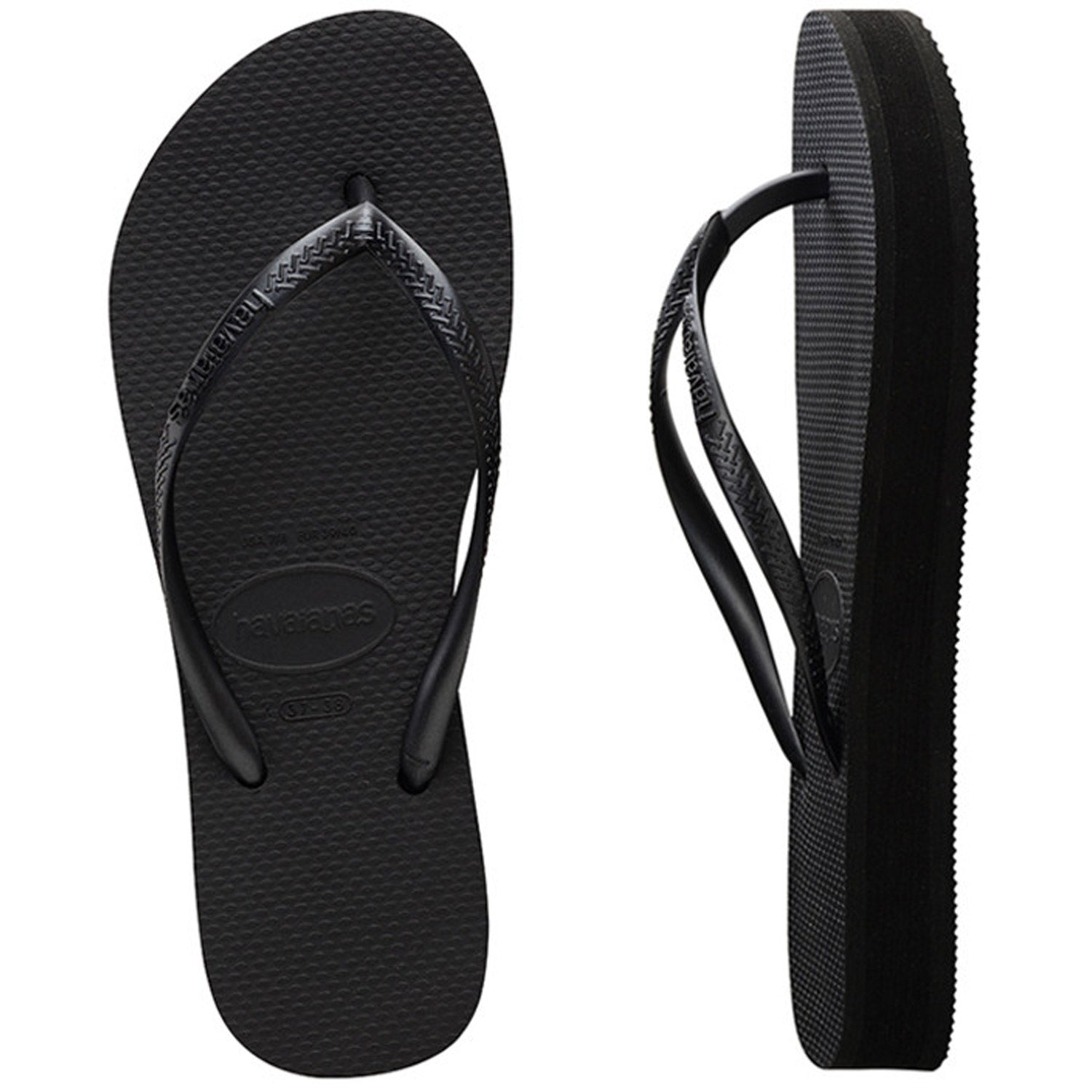 Slim Flatform Thongs Black