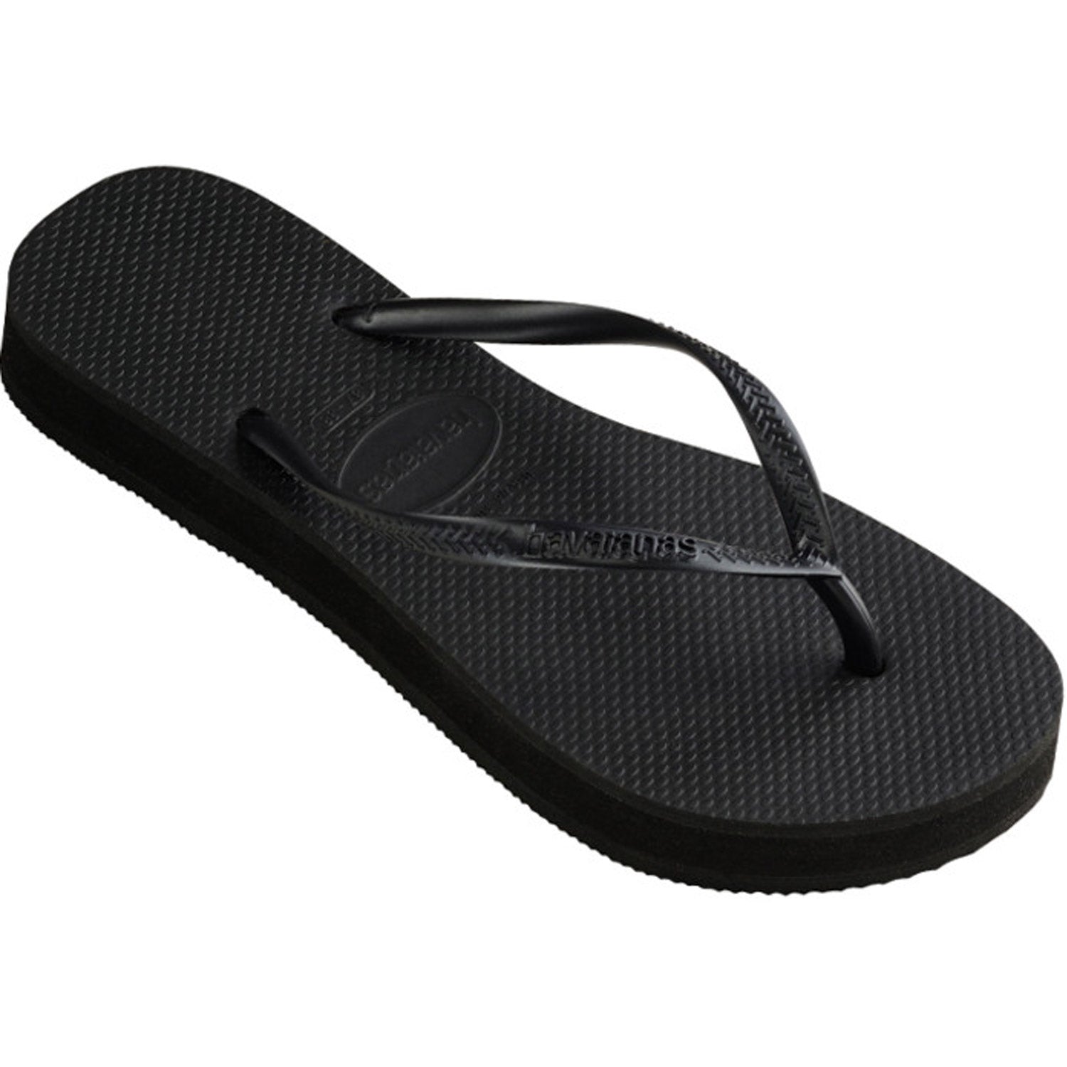 Slim Flatform Thongs Black