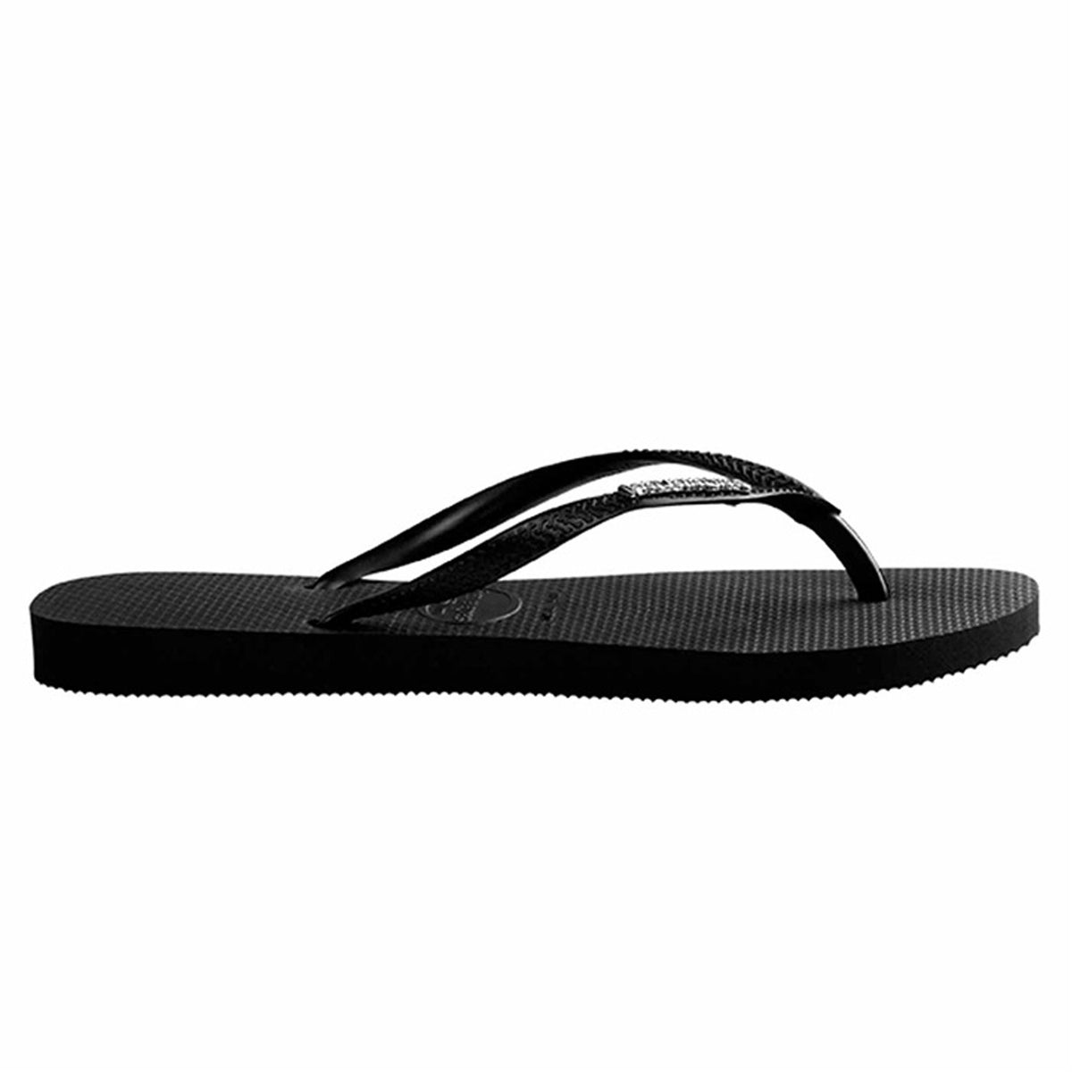 Slim Metal Logo Thongs Black Silver