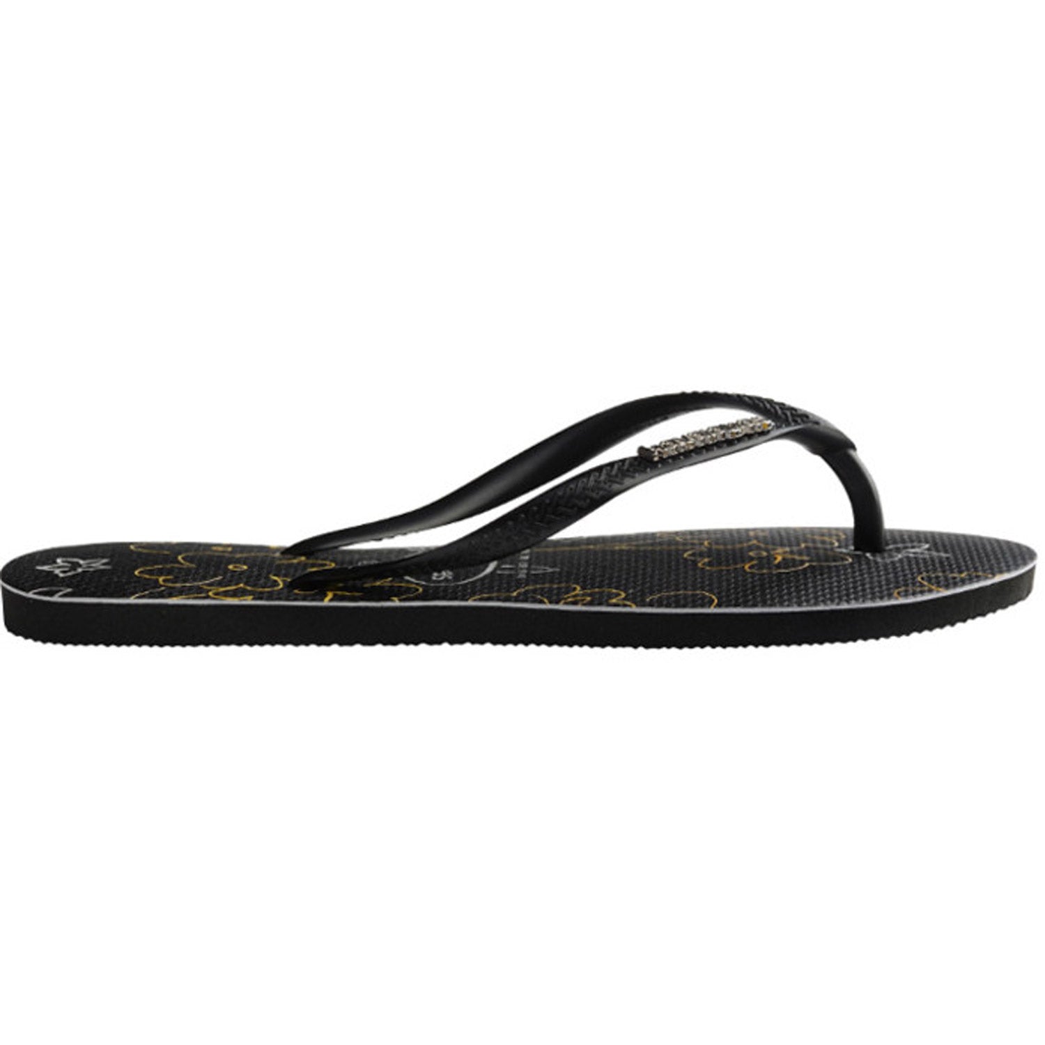 Slim Metal Logo Print Thongs Black Black