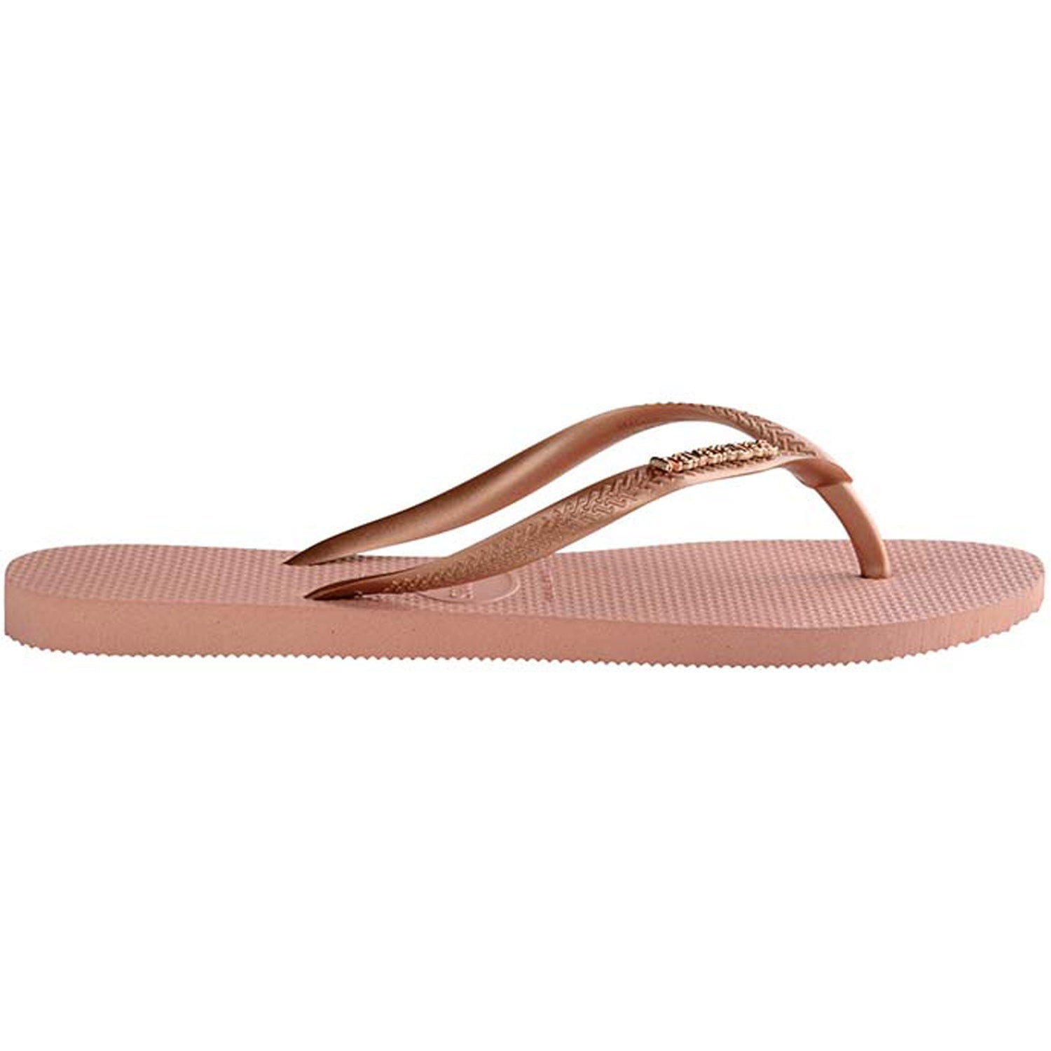 Slim Metal Logo Thongs Rose Nude Rose Gold
