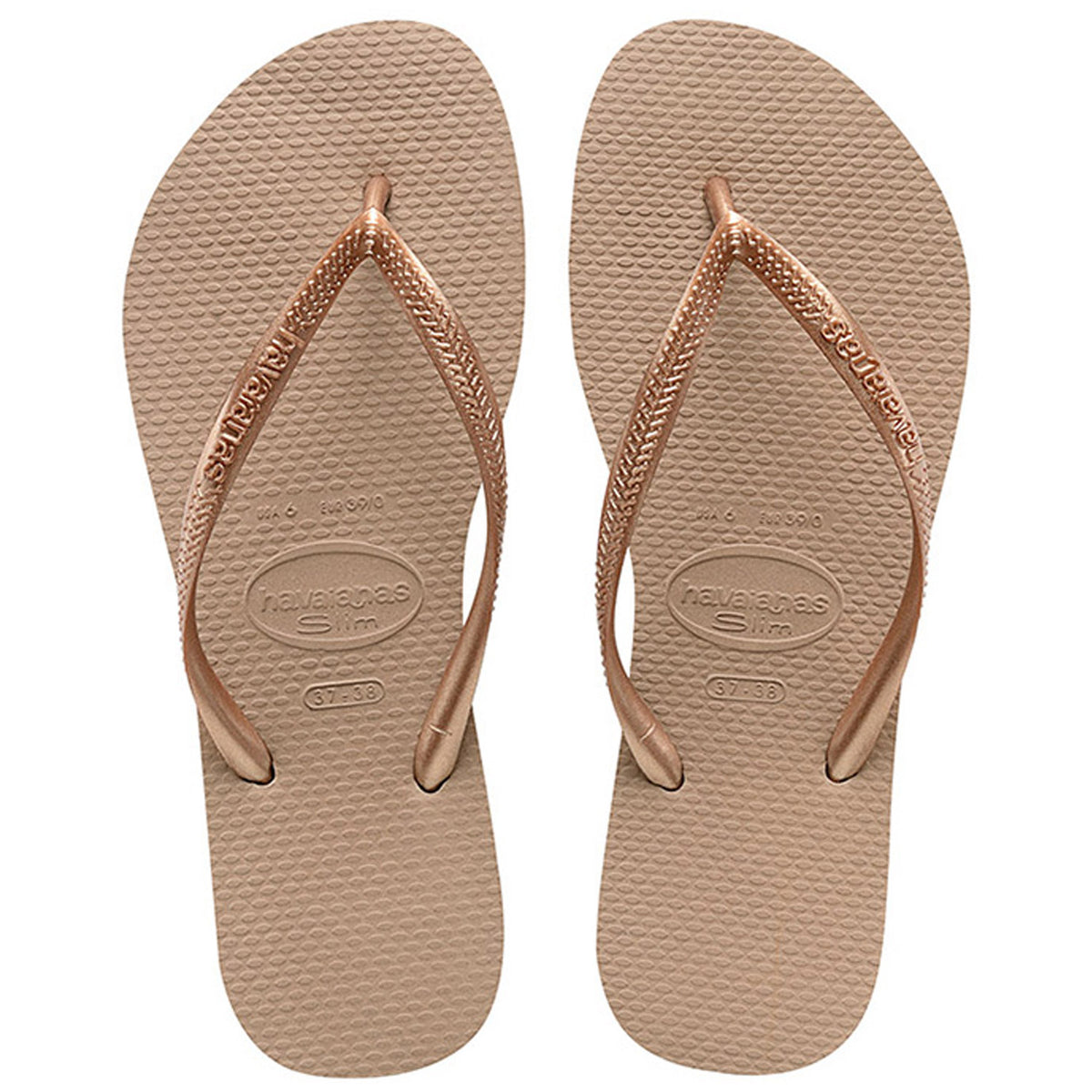 Slim Metallic Thongs Rose Gold
