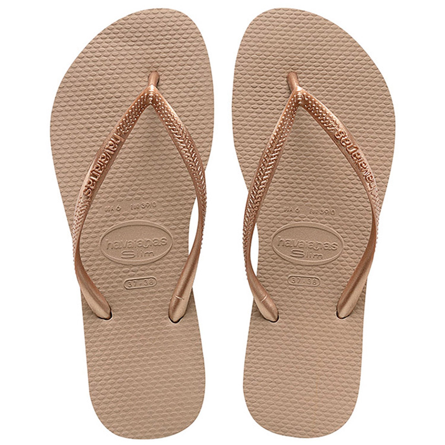 Slim Metallic Thongs Rose Gold