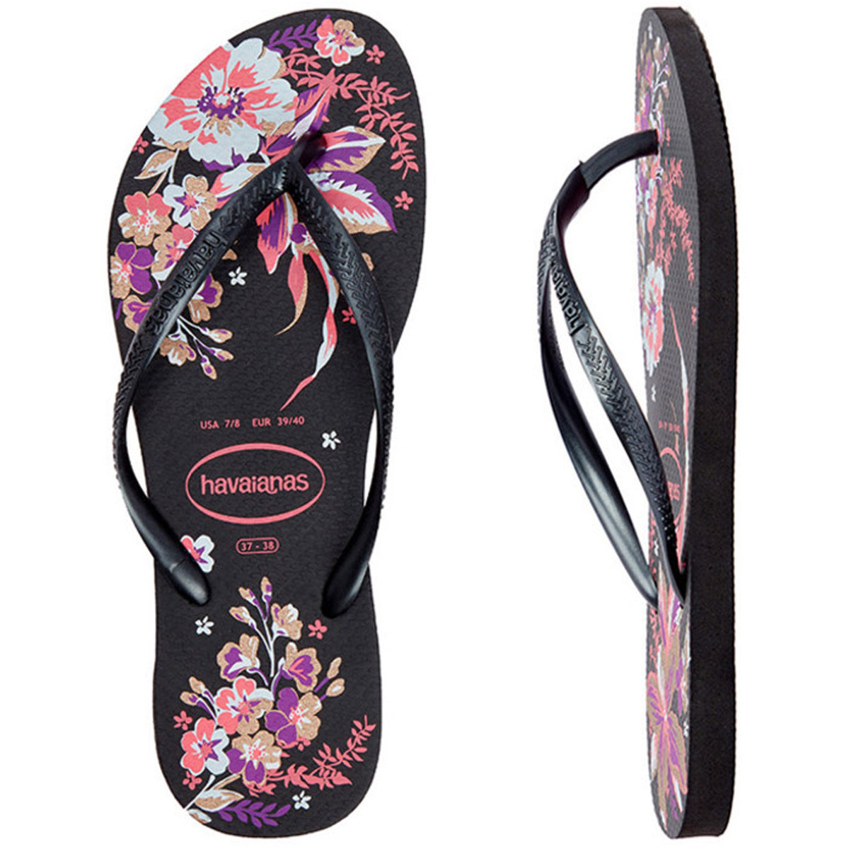 Slim Organic Thongs Black Pink
