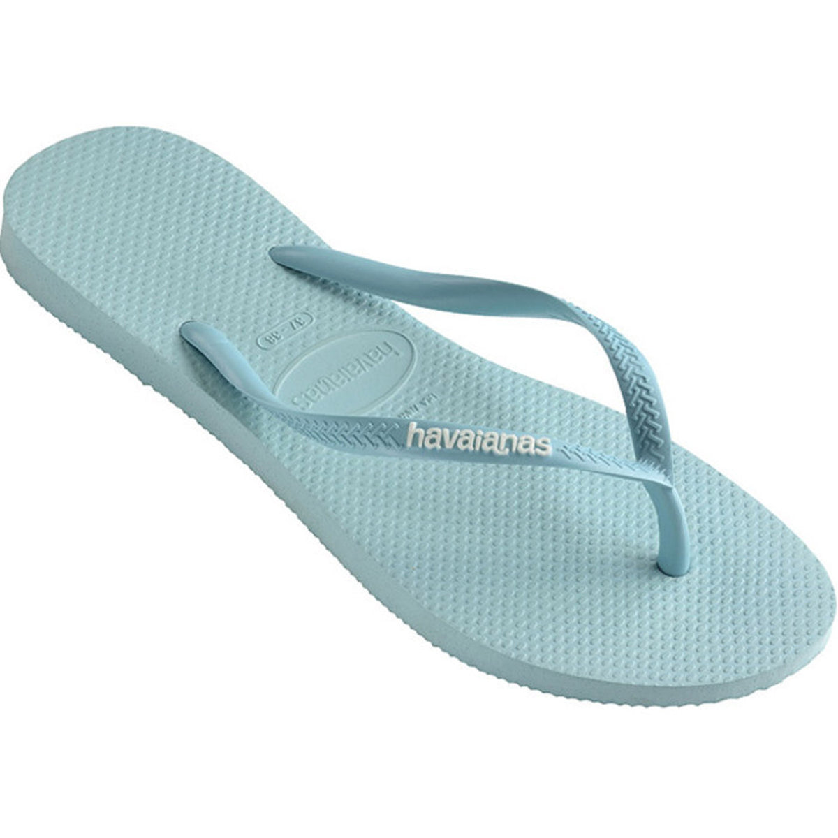 Slim Rubber Logo Thongs Sky Blue