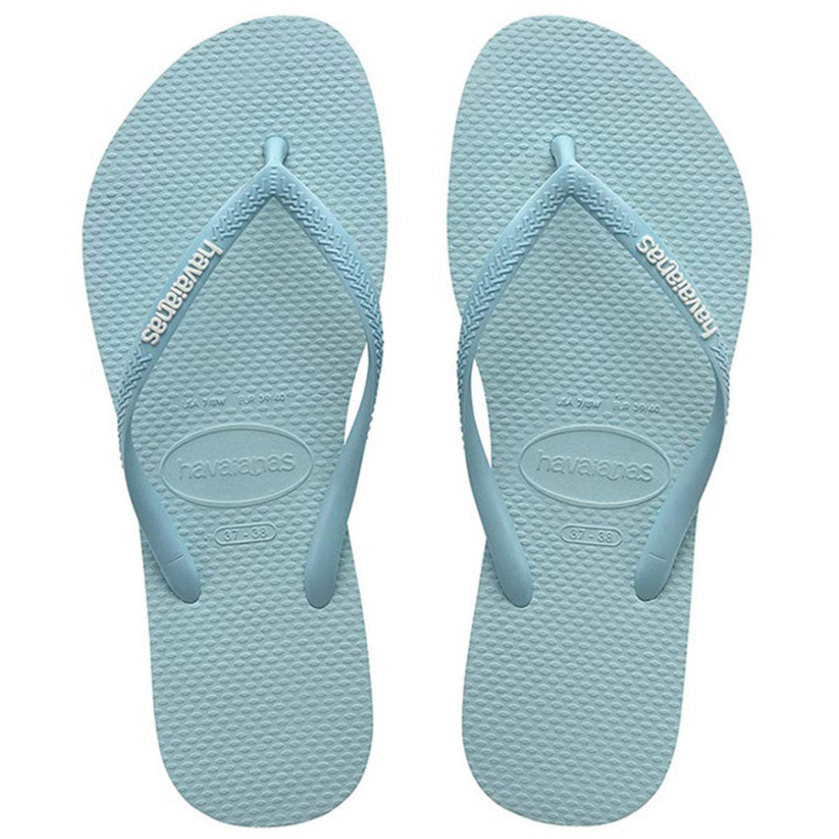 Slim Rubber Logo Thongs Sky Blue