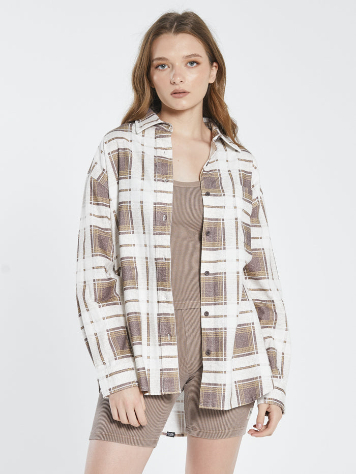 Thrills Fire Rose Oversized Flannel Shirt Plum