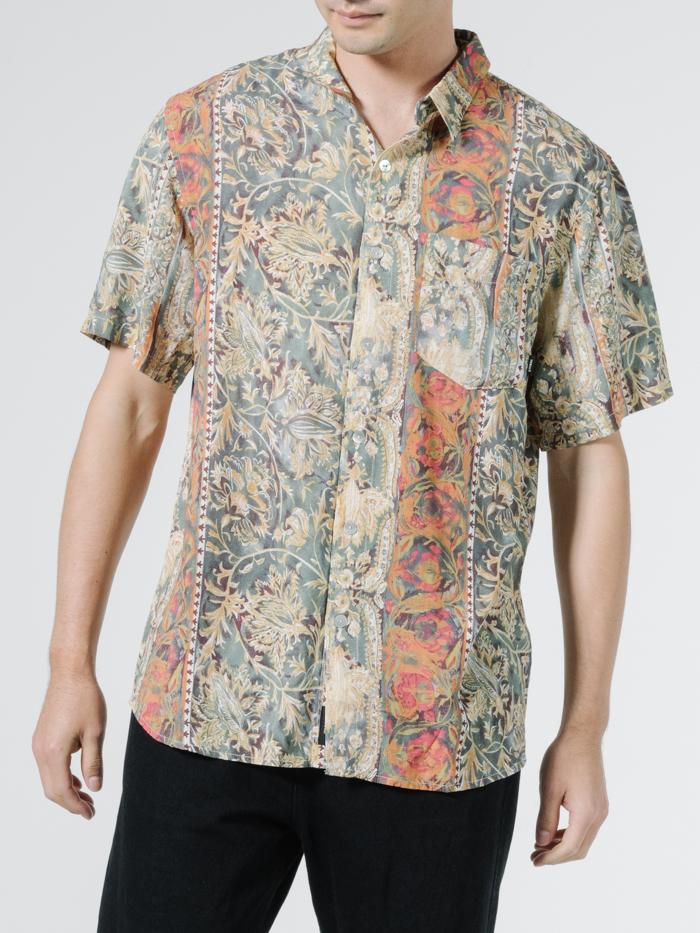 Thrills June Street Blues Short Sleeve Shirt - Cream Cream