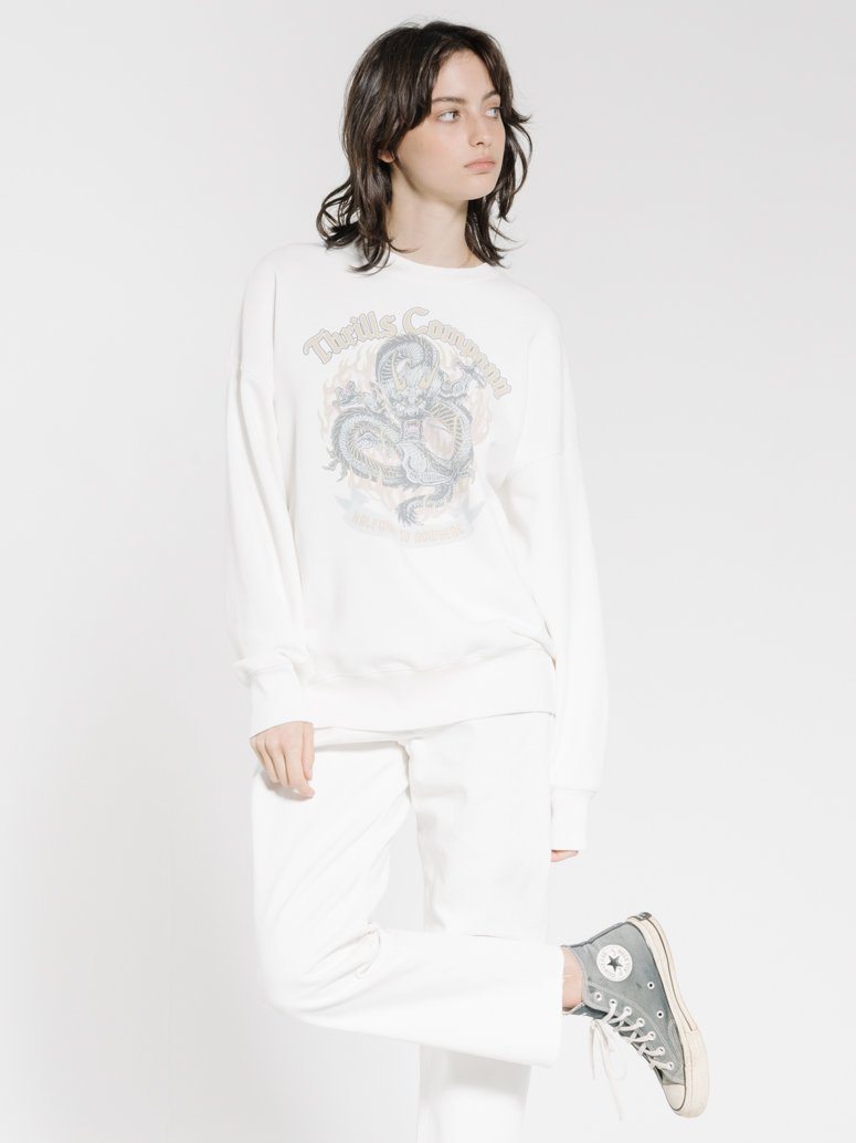 Thrills Revival Slouch Crew - Dirty White Dirty white
