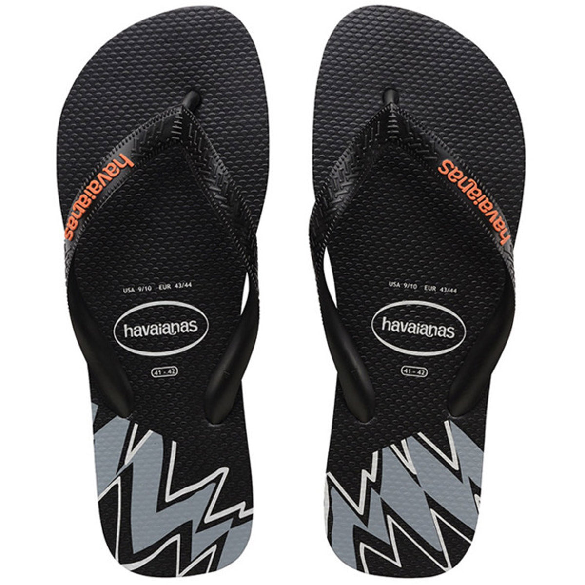 Top Print Splice Thongs Black Begonia Orange