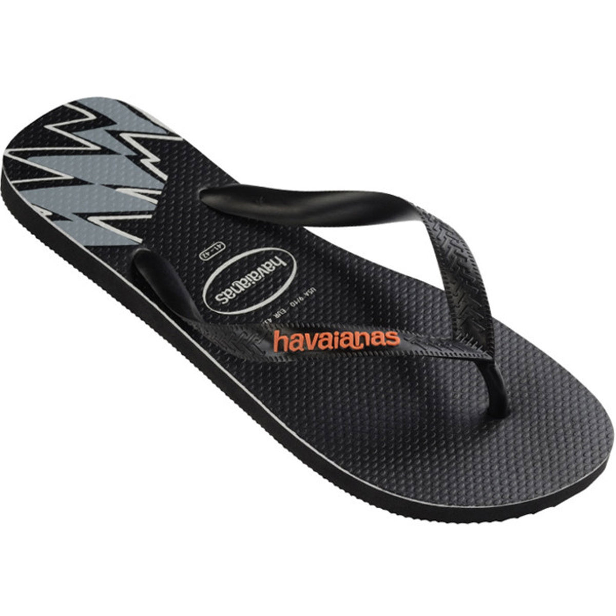 Top Print Splice Thongs Black Begonia Orange