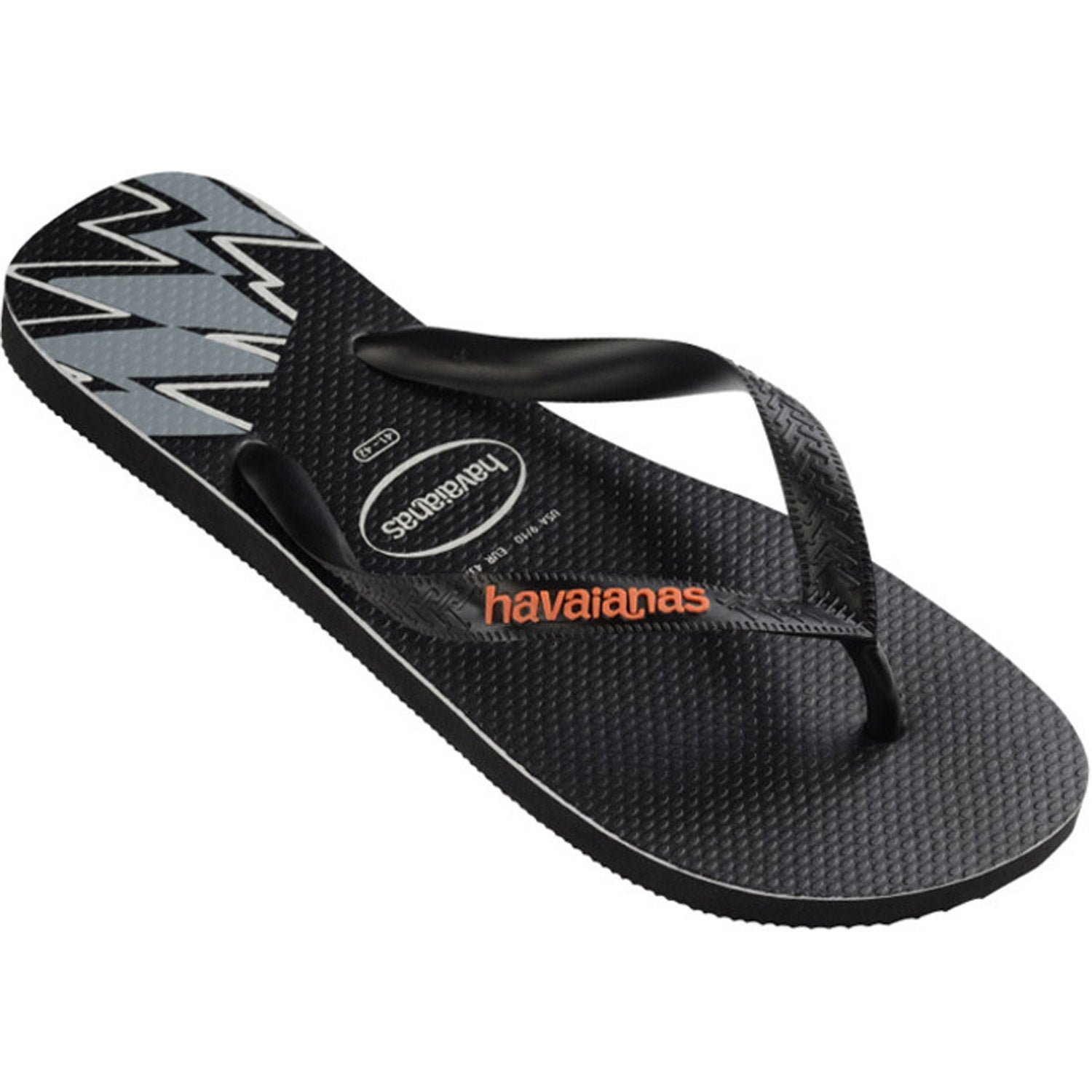 Top Print Splice Thongs Black Begonia Orange