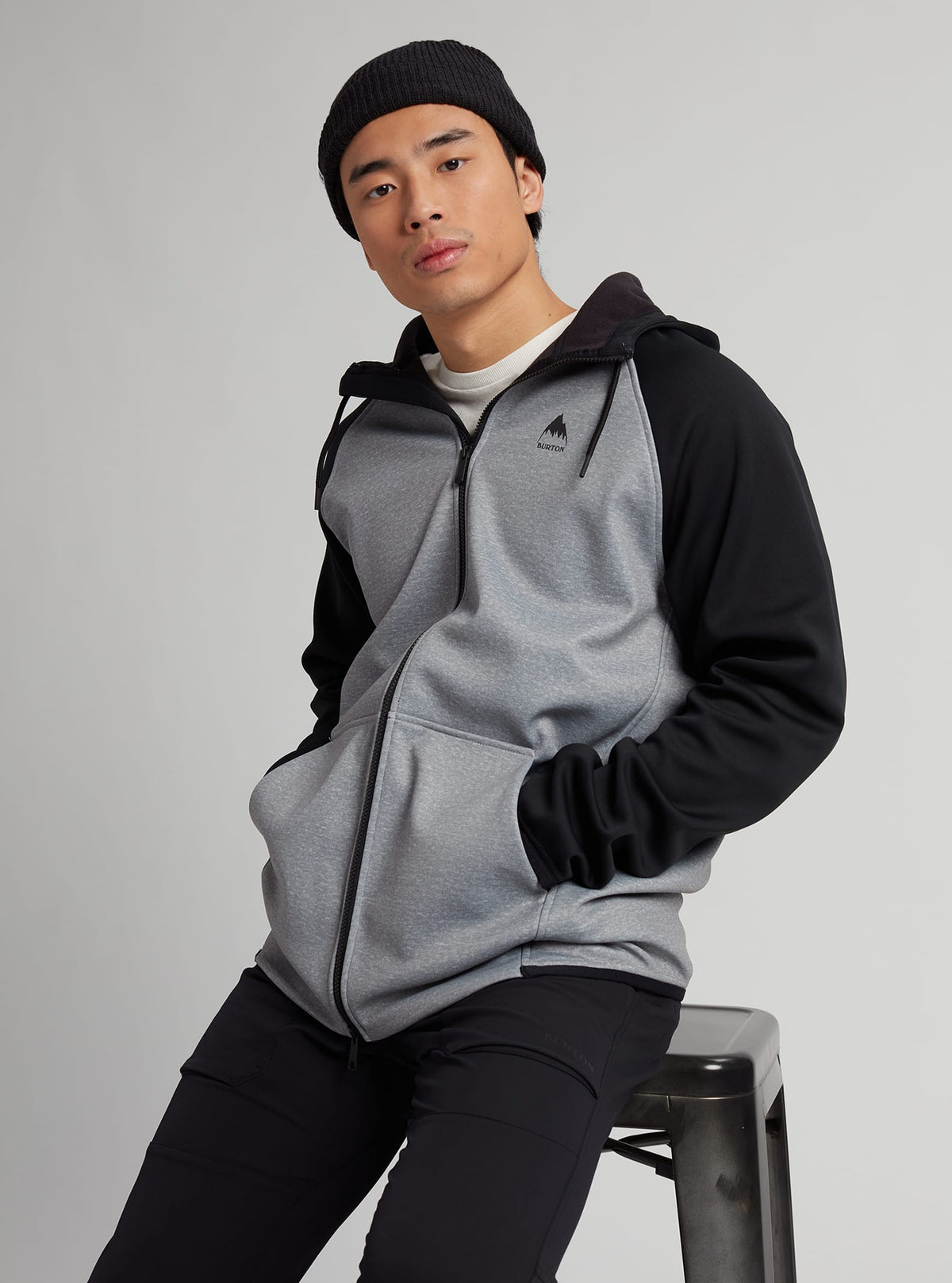 Burton Men's Burton Crown Weatherproof Full-Zip Fleece Gray Heather/True Black