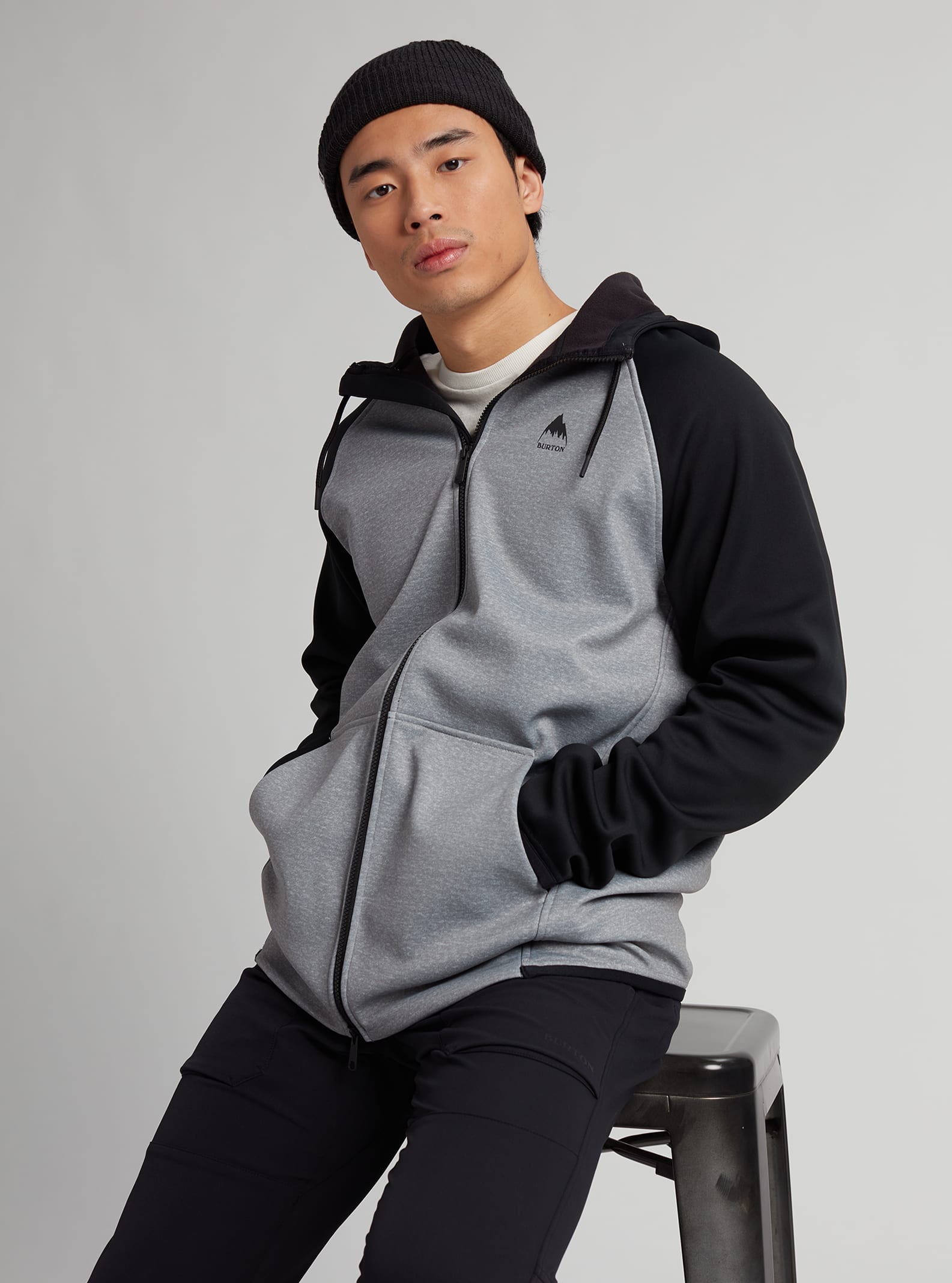 Burton Men's Burton Crown Weatherproof Full-Zip Fleece Gray Heather/True Black