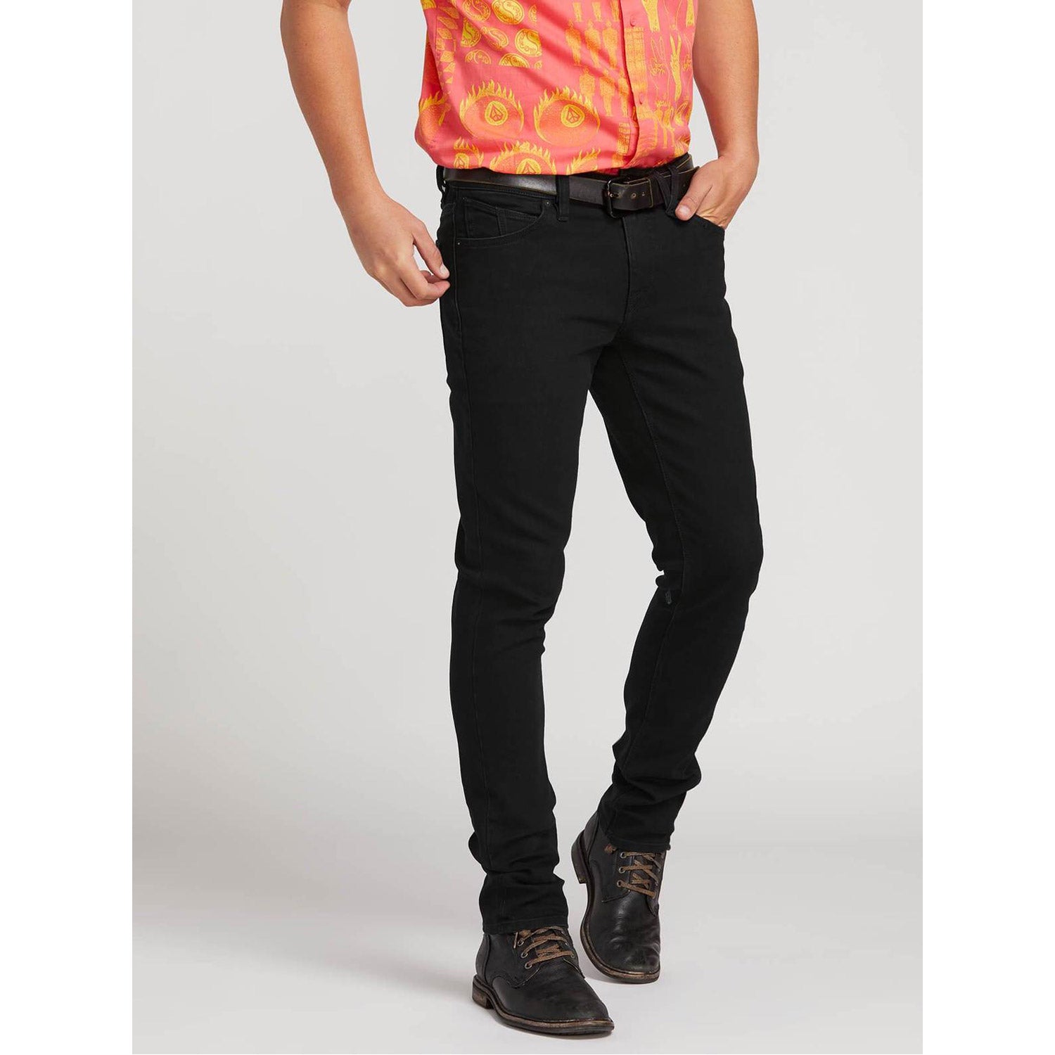 Volcom 2X4 Tapered Skinny Fit Jeans Blackout