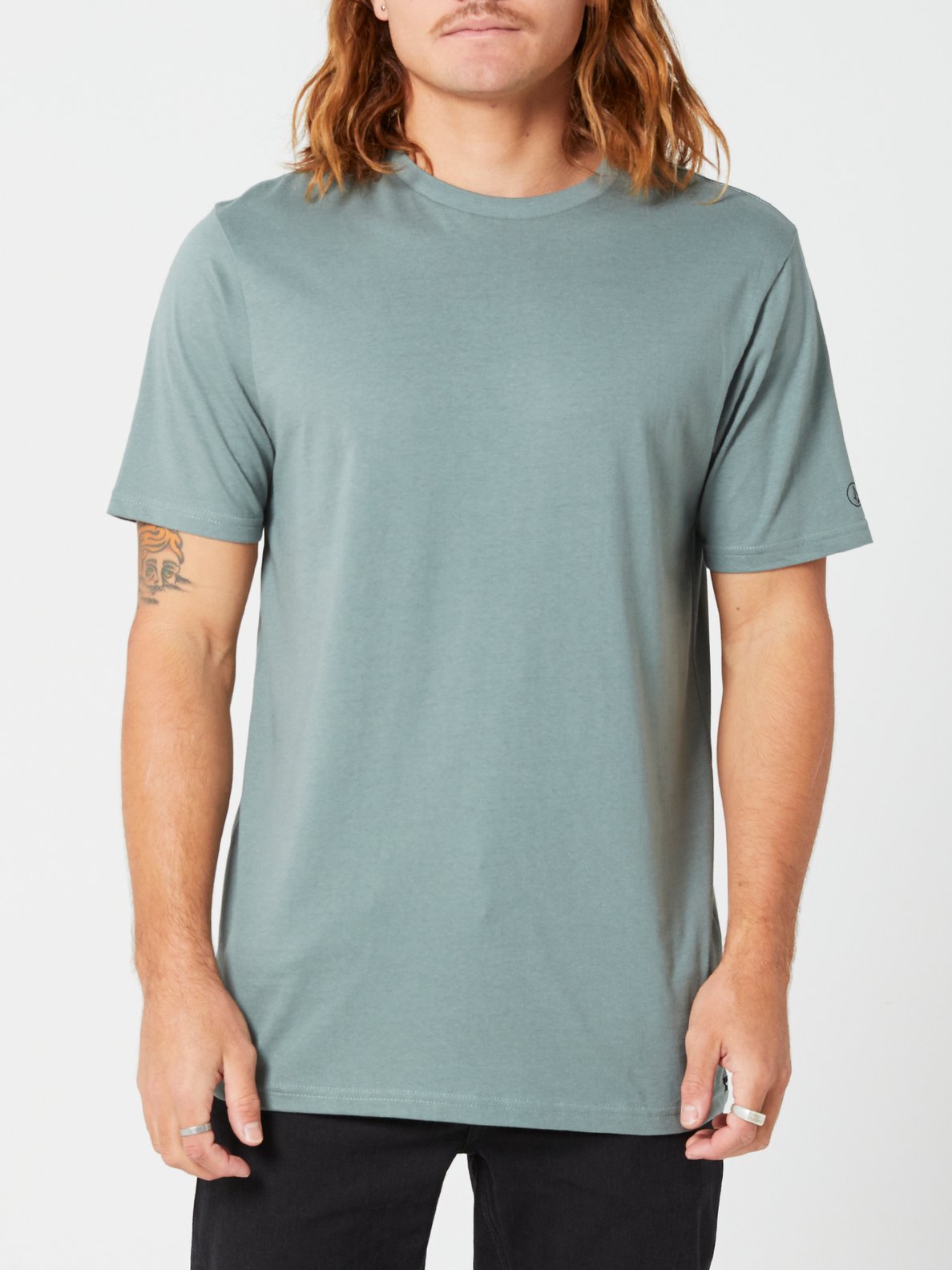 Volcom Solid Short Sleeve Tee - Smokey Blue Fir green