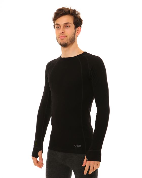 woolcano 100% Merino Wool Base Layers Men, Long Sleeve Thermal Tops Mens, Men's Thermal Tops Compression Tops Warm for Winter Skating Skiing, Black, L woolcano 100% Merino Wool Base Layers Men, Long Sleeve Thermal Tops Mens, Men's Thermal Tops Compression Tops Warm for Winter Skating Skiing, Black, L